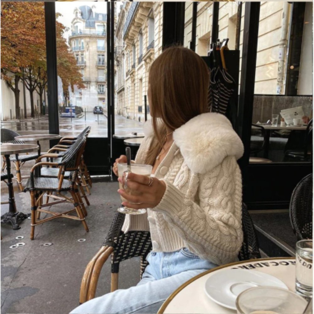 Trendy Cream Cropped Sweater - Picture 4 of 7